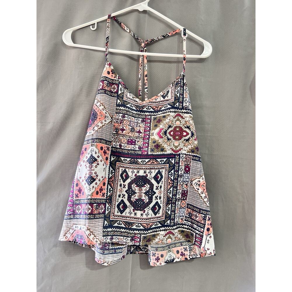 Hollister geometric print racerback tank top Size Medium Boho TG2146